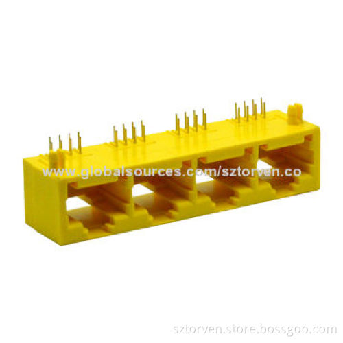 Side Entry Modular Jack 1x4 in Yellow, Available in 1x1~1x8 PoleNew